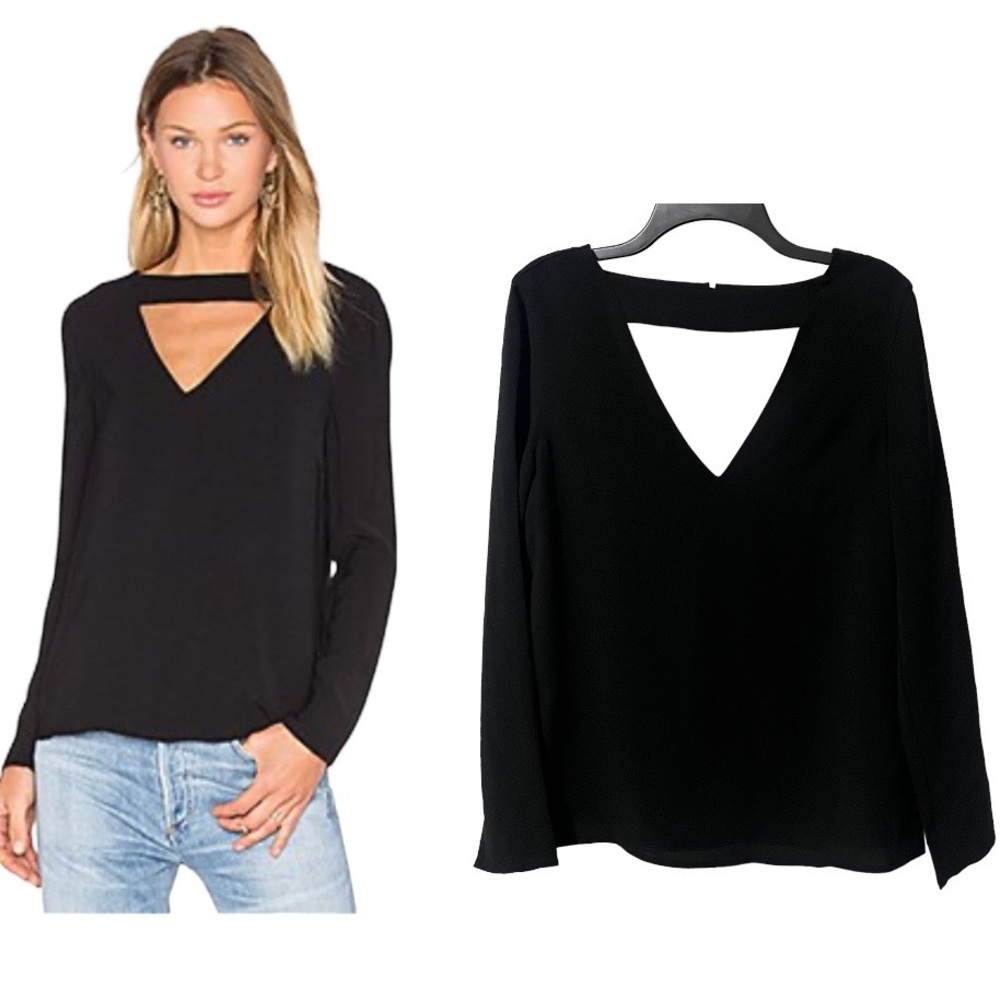 Revolve C/MEO Collective Black All Cried Out Long Sleeve Top size Medium